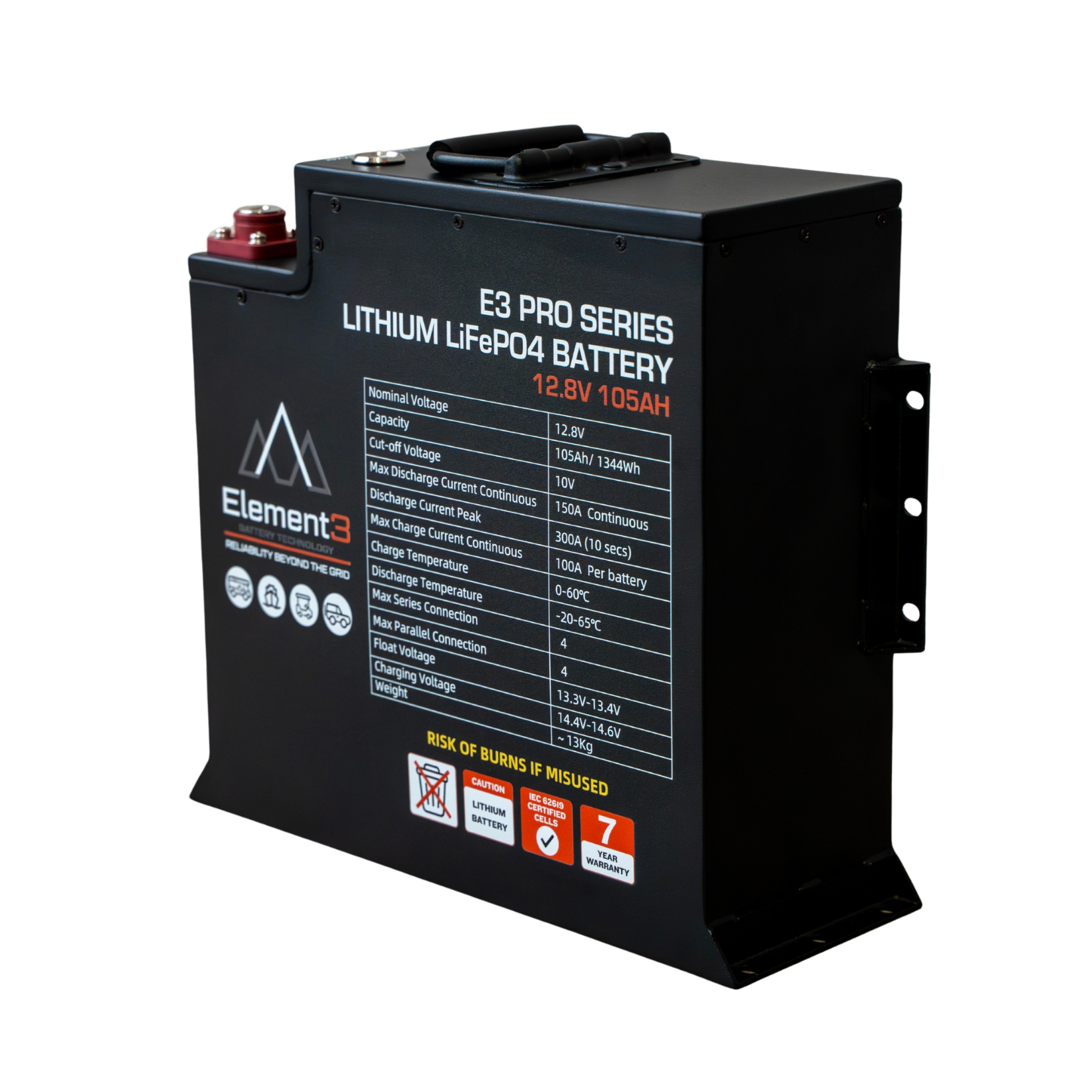 E3 12.8V 105Ah Slimline Pro Lithium Battery - Image 3