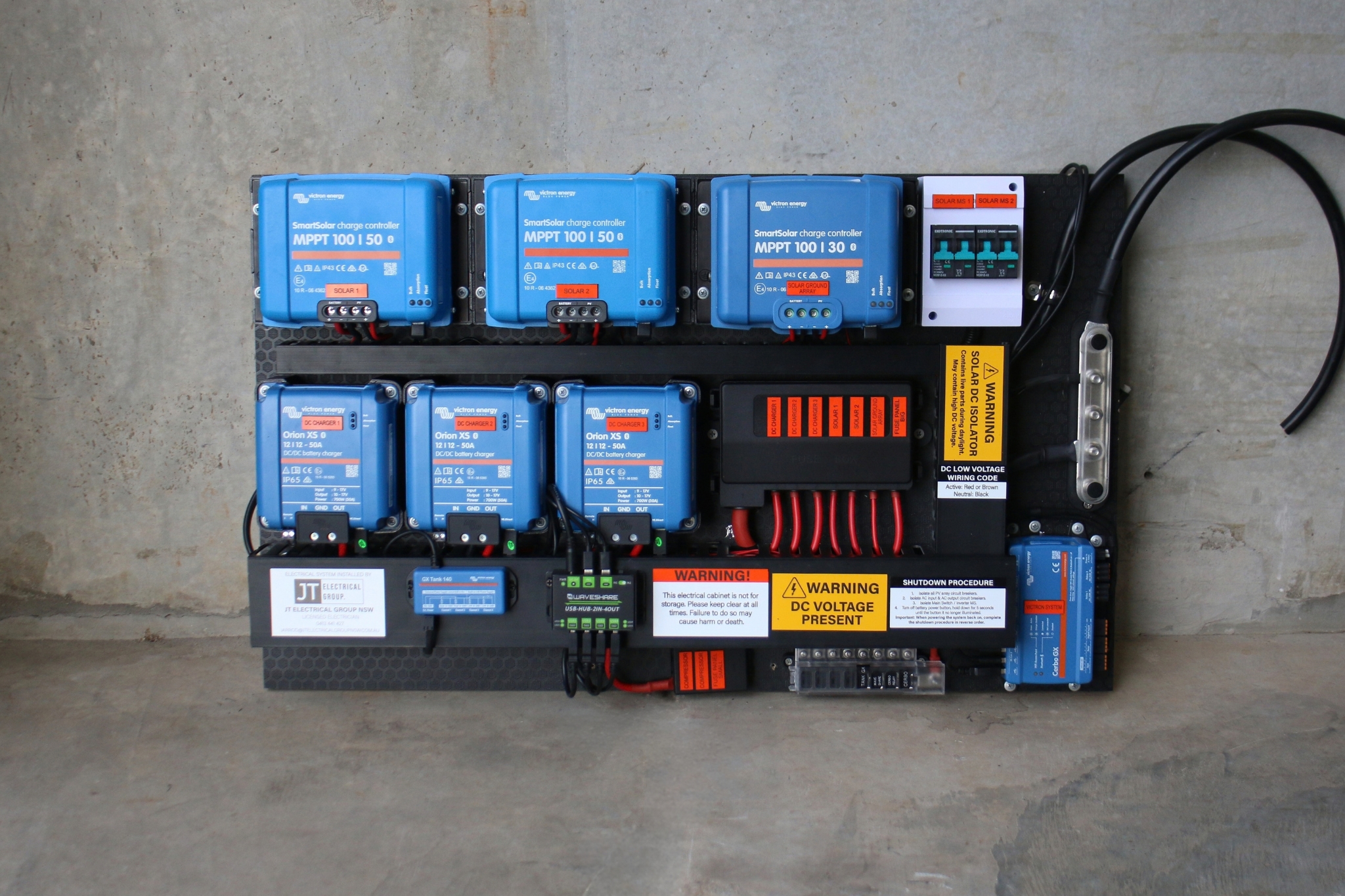 Custom Victron board built for South Coast Van Fitouts